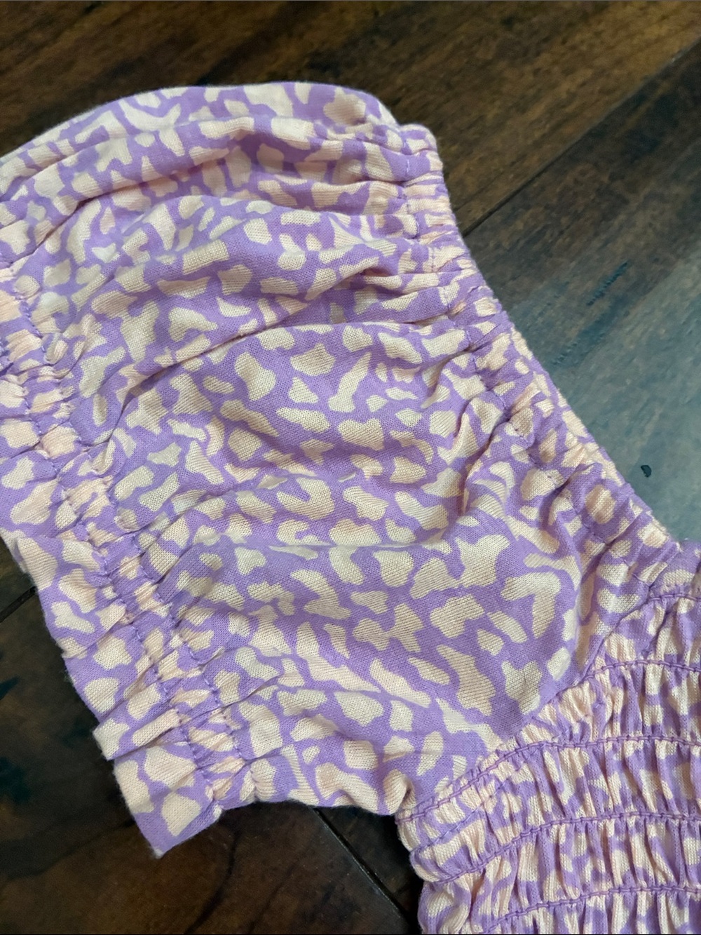 Billabong Lavender Pink Smocked Puff Sleeve Crop Top Vintage - Picture 5 of 8